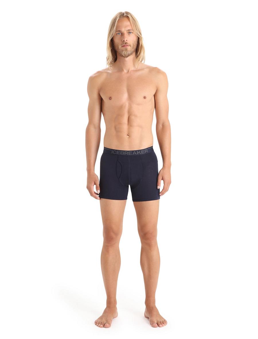 Bielizny Icebreaker Merino Anatomica Boxers With Fly Męskie Granatowe | PL 1640FDNM